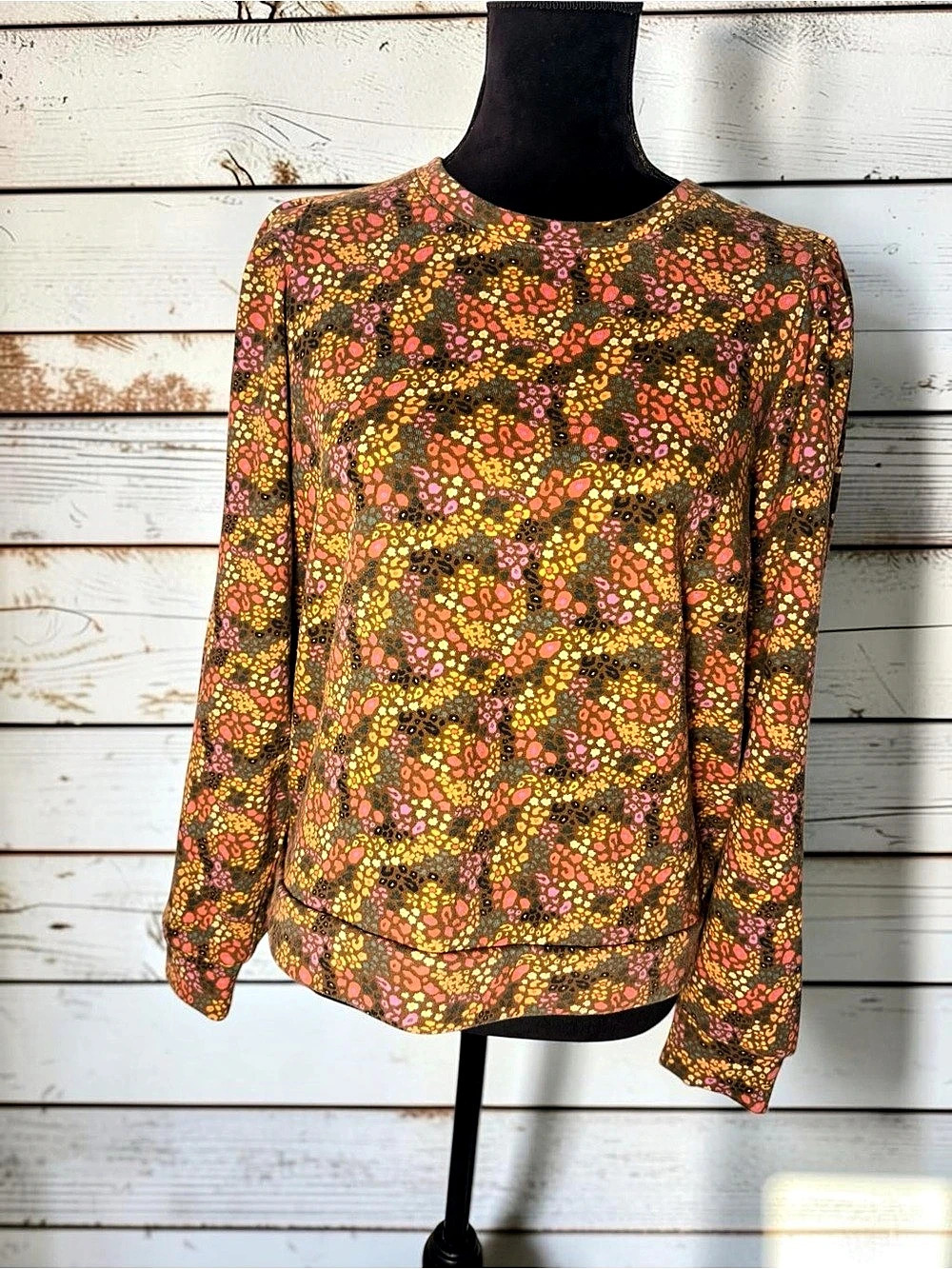 Marine Layer | Floral Enya Puff Sleeve Sweatshirt | Size Medium | Like New